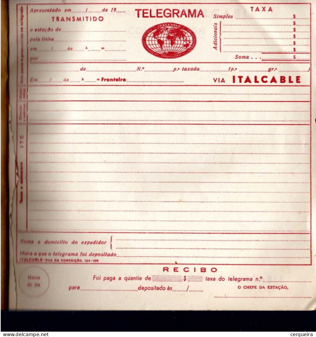 LIVRO INCOMPLETO DE TELEGRAMAS ITALCABLE DE PORTUGAL POR USAR-INCOMPLETE BOOK OF PORTUGAL TELEGRAMS - Sonstige & Ohne Zuordnung