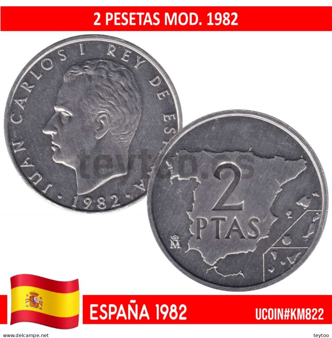 F0025# España 1982. 2 Pts. Mod. 1982 (SC) UC#822 - 2 Pesetas