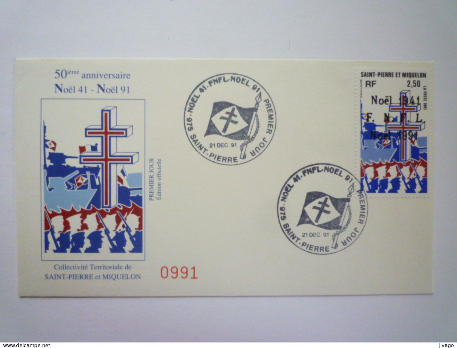 2023 - 1092  SAINT-PIERRE Et MIQUELON  -  1er JOUR  Du 21 DEC  1991    XXX - Covers & Documents