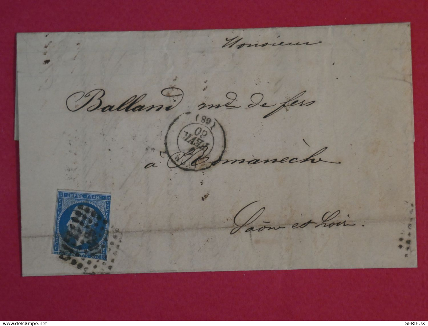 BT3 FRANCE  BELLE LETTRE 1860 LYON A ROMANECHE  + AFF. INTERESSANT+++ - 1853-1860 Napoléon III.