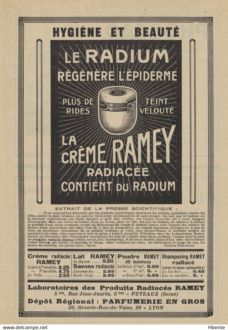 Crème Ramey Radium Publicité - Advertising (Photo) - Objects