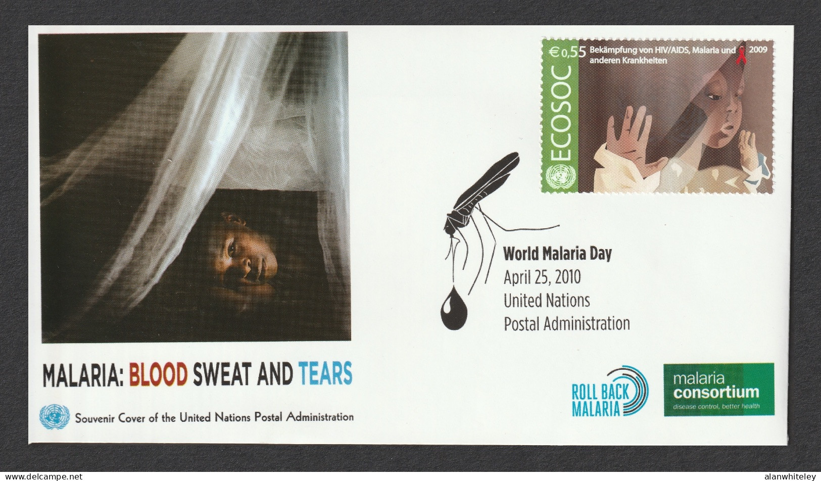 UNITED NATIONS 2010 World Malaria Day: Souvenir Cover CANCELLED - Brieven En Documenten