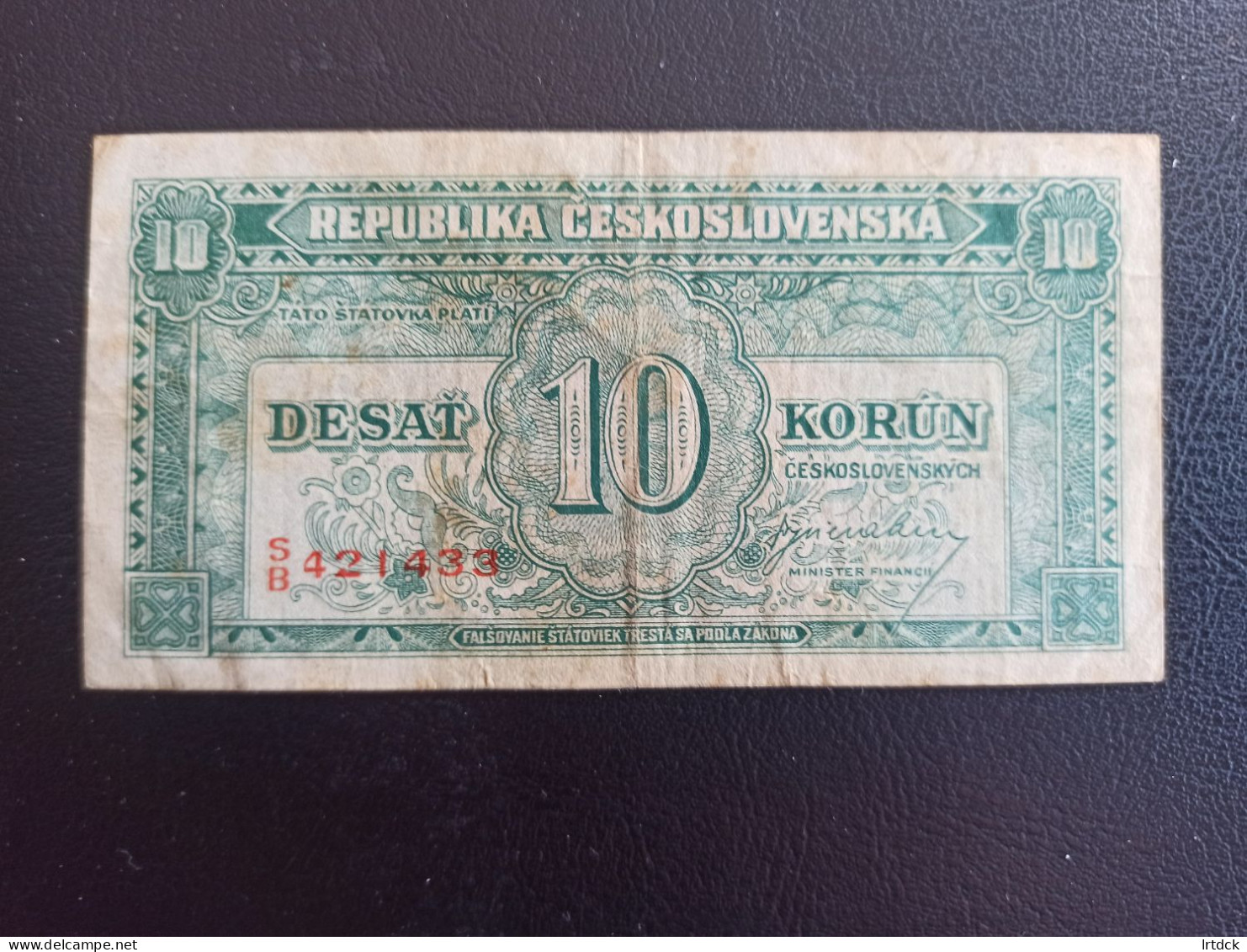 Tchecoslovaquie  Billet  10 Korun 1945 - Tsjechoslowakije