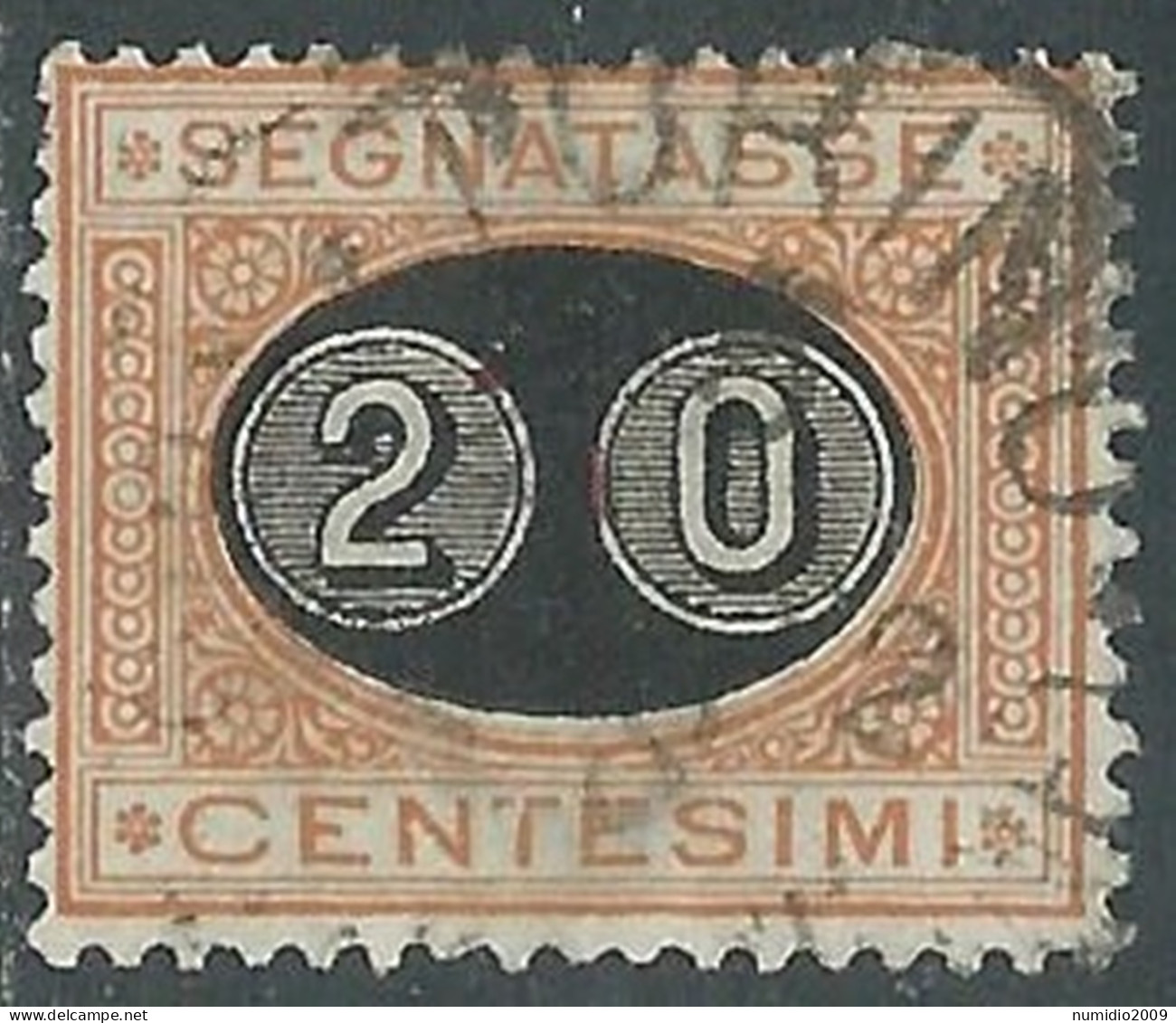 1890-91 REGNO SEGNATASSE USATO SOPRASTAMPATO 20 SU 1 CENT - P13-5 - Portomarken