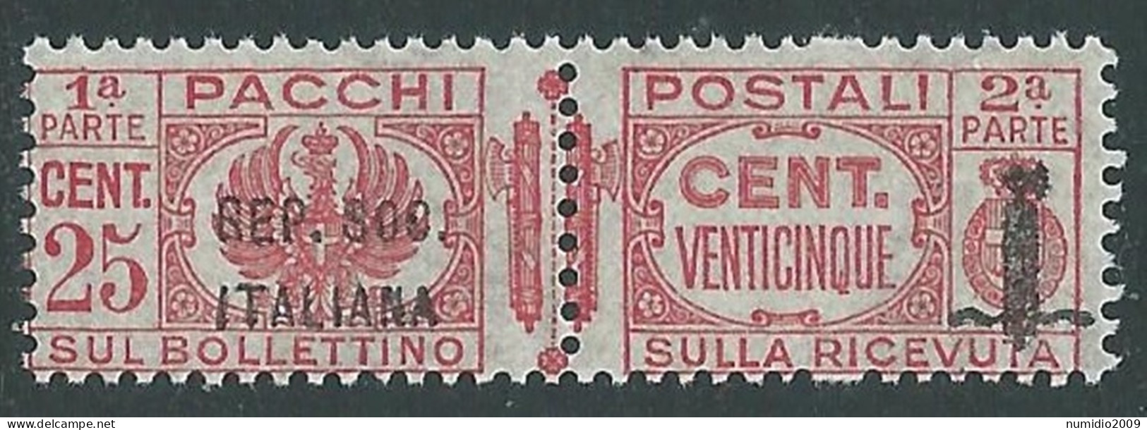 1944 RSI PACCHI POSTALI 25 CENT MNH ** - P29-4 - Postal Parcels