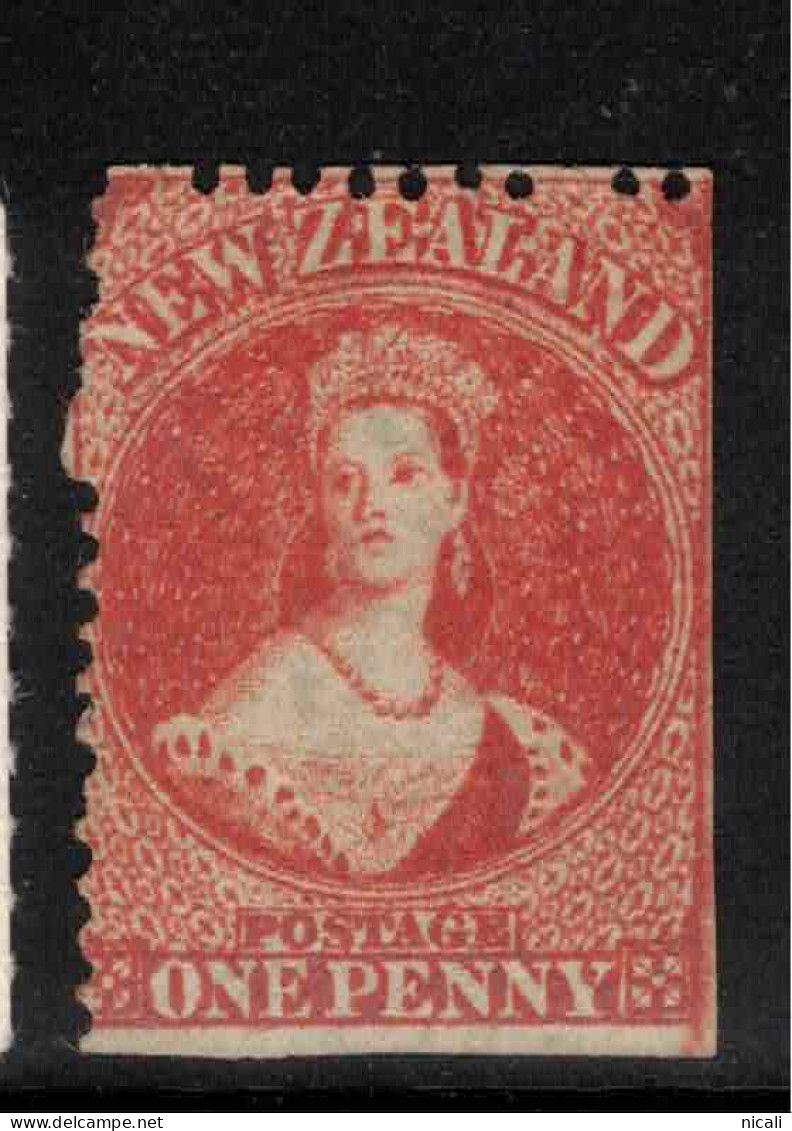 NZ 1862 1d Orange Vermilion FFQ P13 SG 68 MNG* #CBT30 - Nuevos