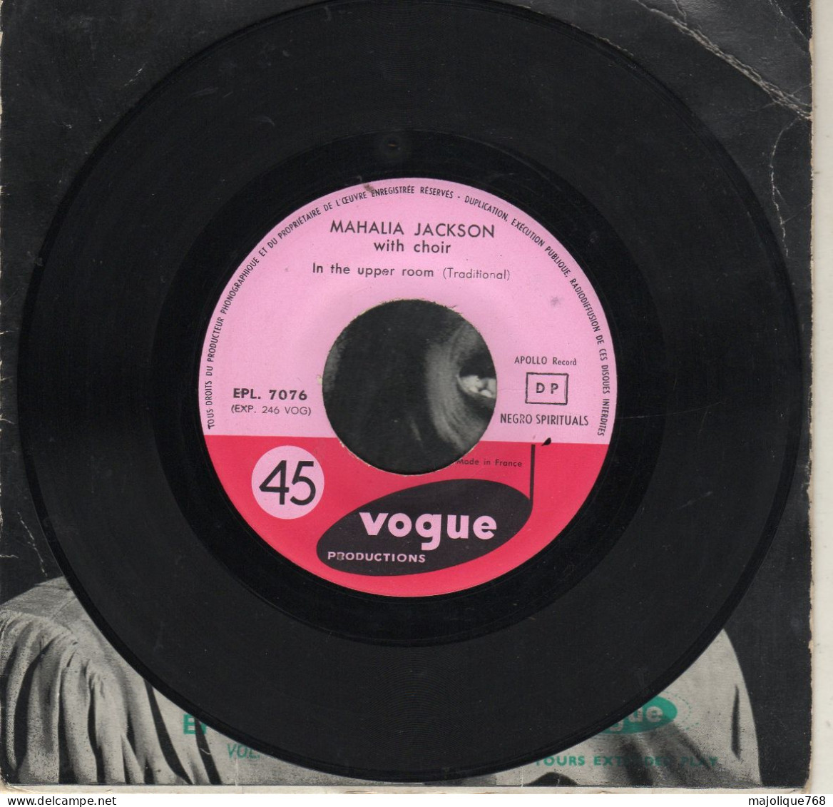 Disque 45T De Mahalia Jackson - In The Upper Room - Vogue EPL 7 076 - France 1960 - Canti Gospel E Religiosi