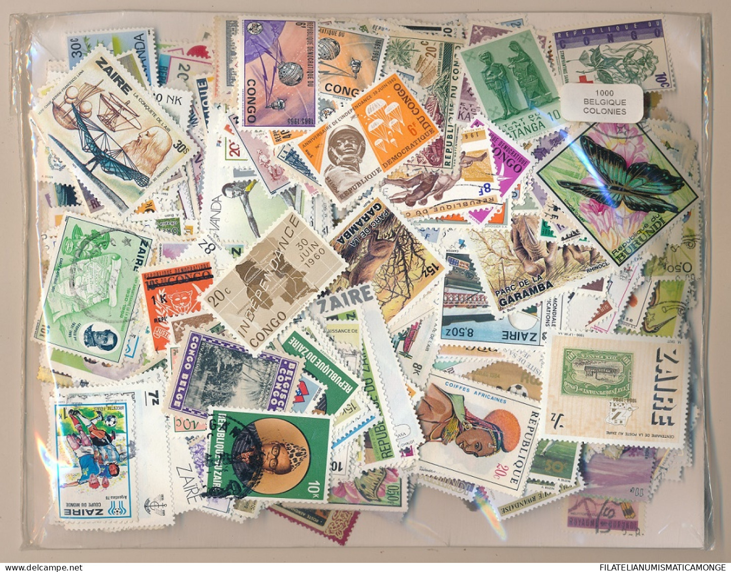  Offer - Lot Stamps - Paqueteria  Colonias Belgas 1000 Sellos Diferentes / Repú - Kilowaar (min. 1000 Zegels)