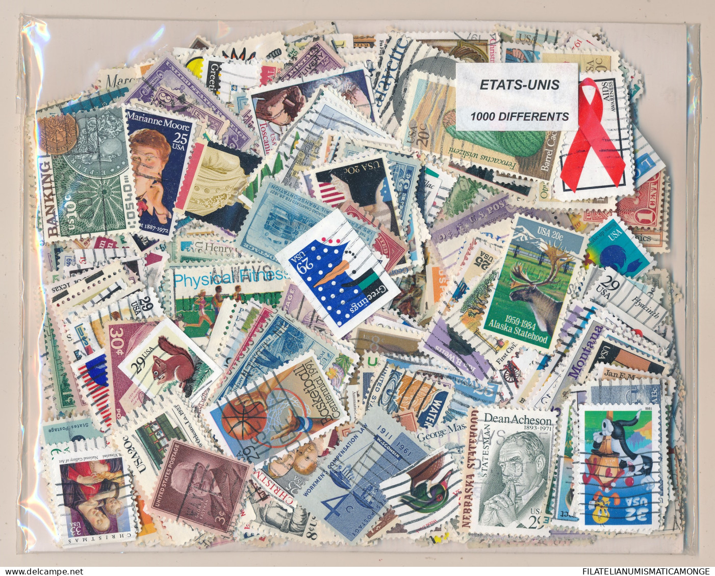  Offer - Lot Stamps - Paqueteria  Estados Unidos 1000 Sellos Diferentes         - Kilowaar (min. 1000 Zegels)