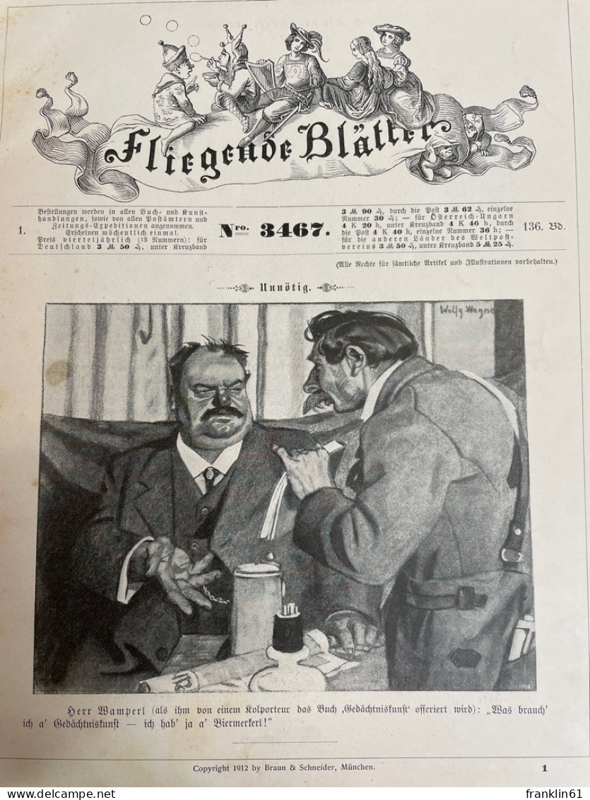 Fliegende Blätter. 1911, 1912. Nummer 3466- - 3518. - Autres & Non Classés