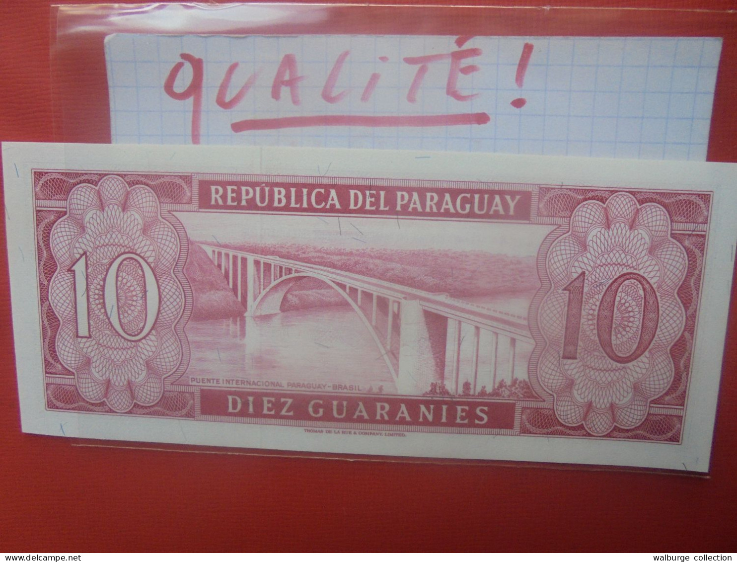 PARAGUAY 10 GUARANIES 1952 2 SERIES NUMEROS Peu Circuler Presque Neuf (B.29) - Paraguay