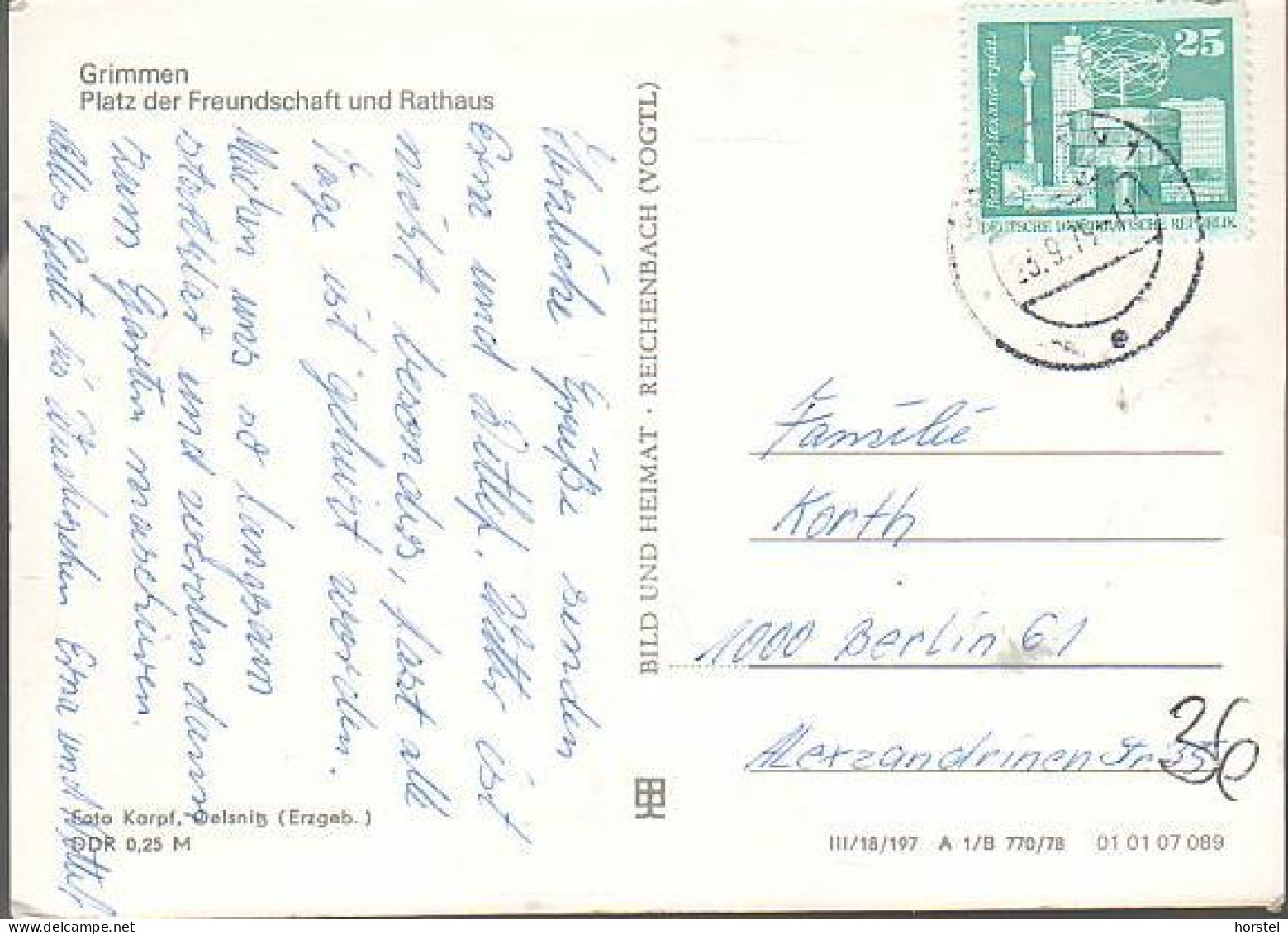 D-18507 Grimmen - Platz Der Freundschaft Und Rathaus - Cars - Nice Stamp - Grimmen