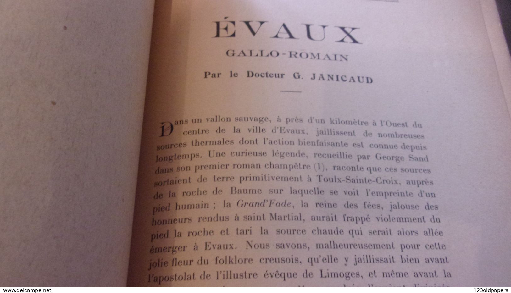 CREUSE  JANICAUD (Docteur Georges).-‎ ‎Evaux Gallo-romain 1934 - Limousin