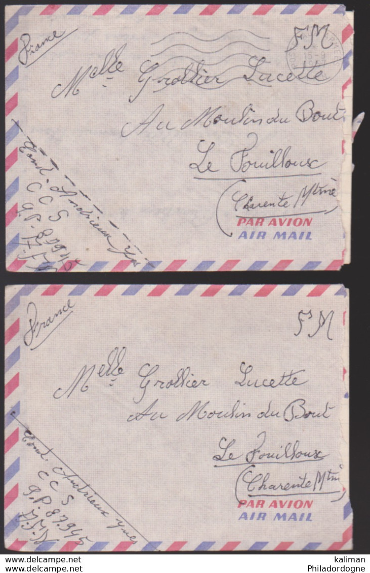 AFN - Lot de 27 enveloppes FM dont la moitié avec correspondance - fin des années 50 - cachets poste aux armées