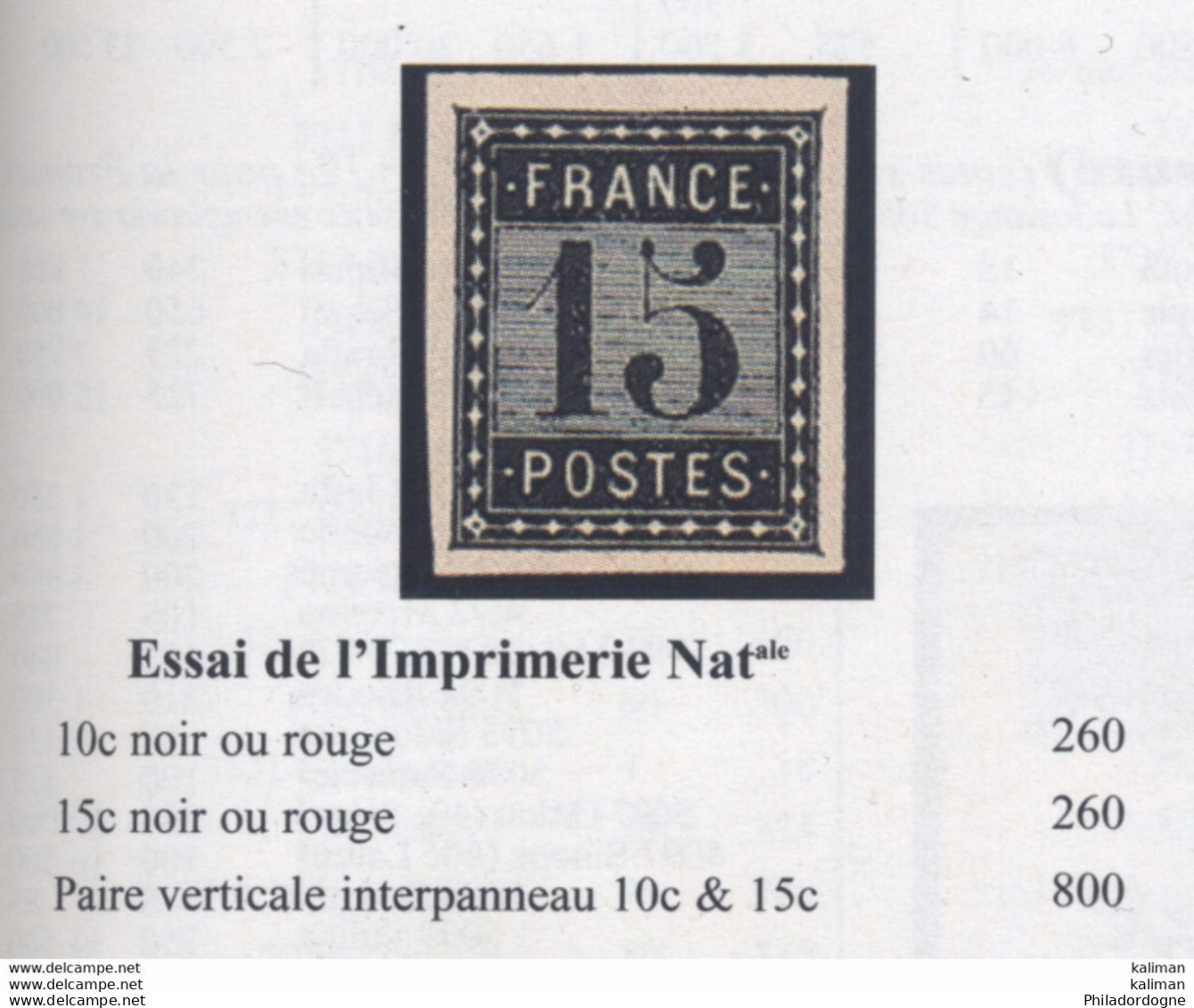 France 1876 Essai De L'Imprimerie Nationale 10cts Et 15cts Noir - Toujours Sans Gomme Cote Maury 520 Euros - Proefdrukken, , Niet-uitgegeven, Experimentele Vignetten