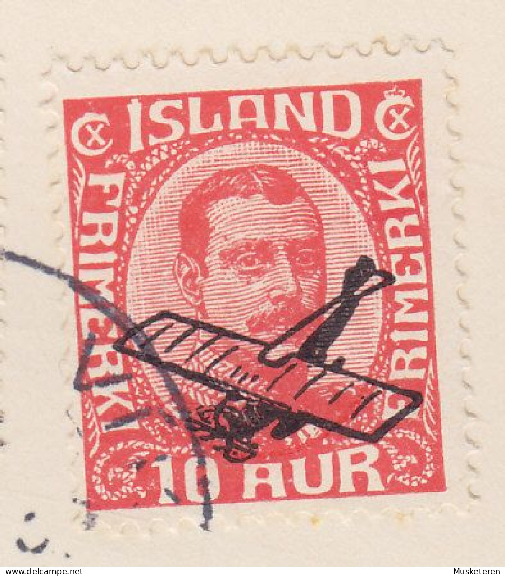 Iceland First Flight Erstflug SANDSKEID - REYKJAVIK 1939 Card Karte Aeroplane On 10 Aur King Chr. X. ERROR Variety - Lettres & Documents