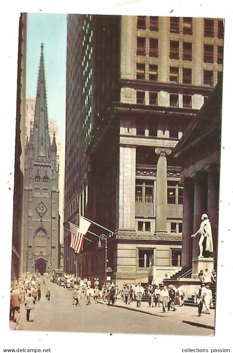 Cp, ETATS UNIS, NEW YORK CITY, WALL STREET, Center Of Financial District Showing U.S Treasury Building, Trinity Church - Wall Street