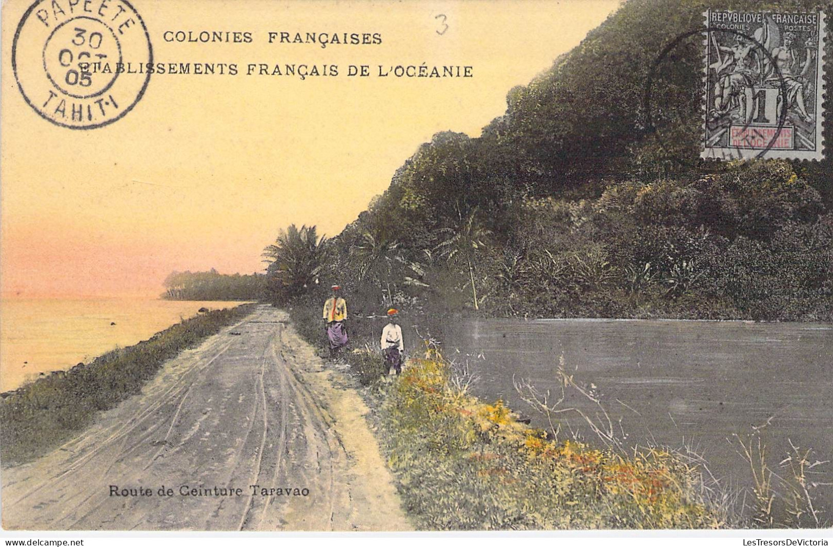 Tahiti - Etablissement Français De L'océanie - Route De Ceinture Tarvao - Colorisé -  Carte Postale Ancienne - Französisch-Polynesien