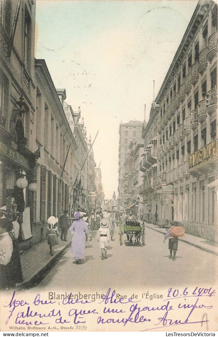 Belgique - Blankenberghe - Rue De L'église - Colorisé - Willem Hoffmann -  Carte Postale Ancienne - Blankenberge