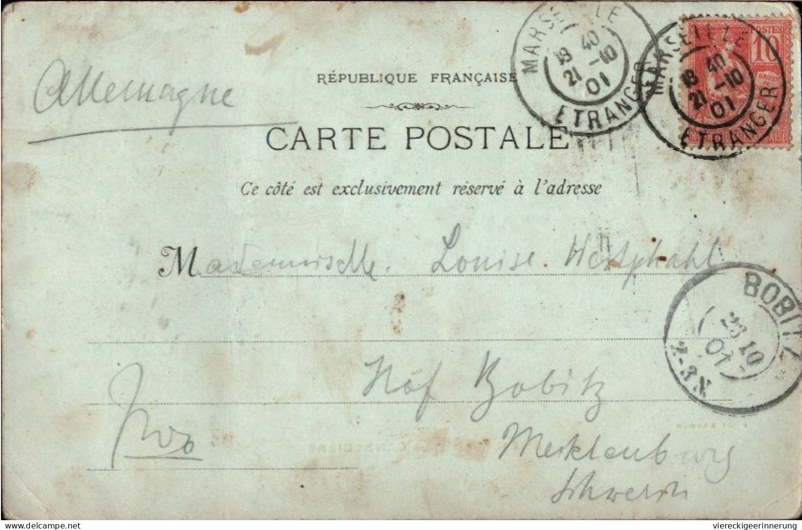 ! [13] Cpa Marseille La Canebiere, Tram, Pferdefuhrwerk, 1901, Gelaufen Nach Bobitz Mecklenburg Nachverwendeter Stempel - The Canebière, City Centre