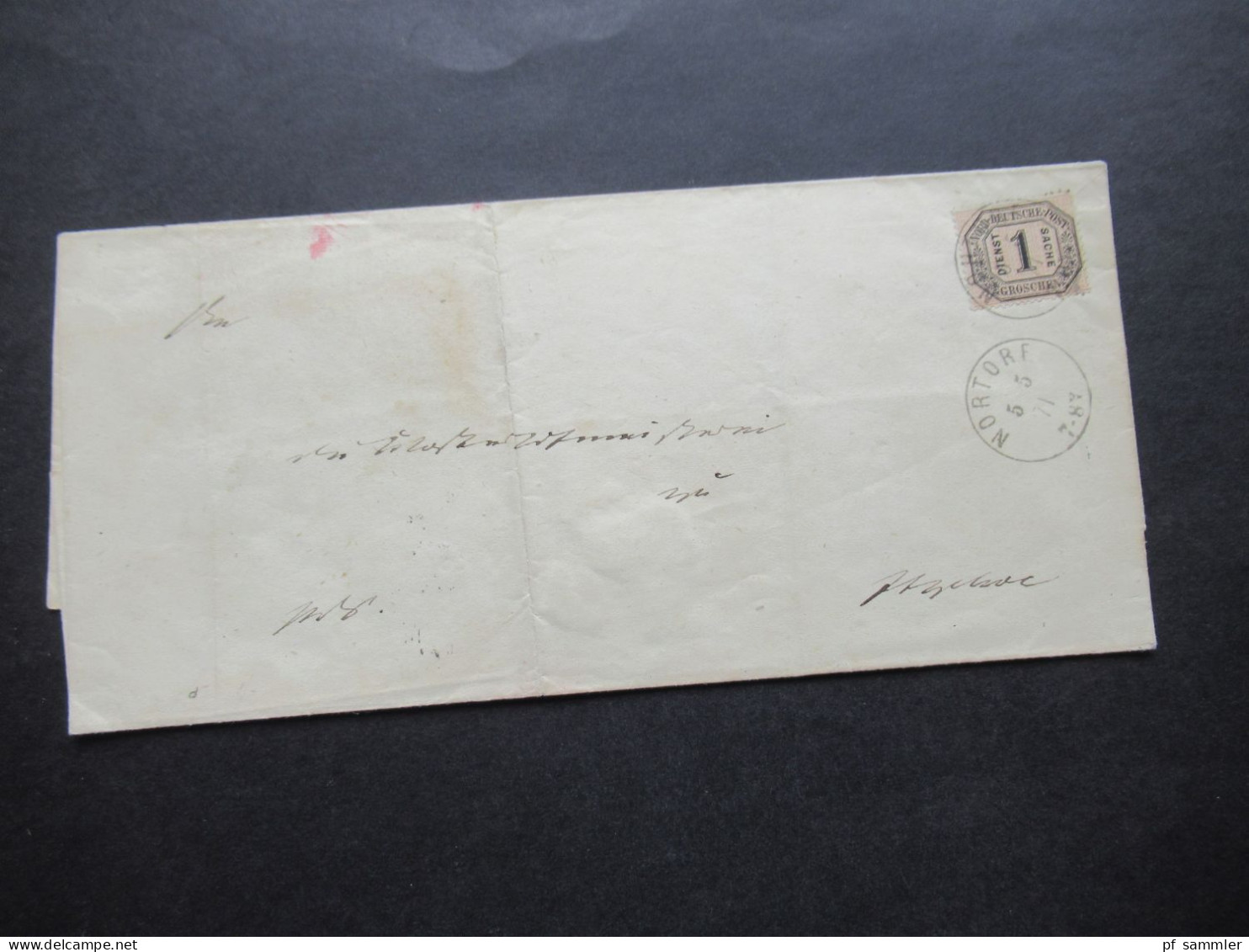 AD 1871 NDP Dienstmarke Nr.4 EF / Faltbrief Ohne Inhalt Mit 2x Stempel K1 Nortorf - Covers & Documents