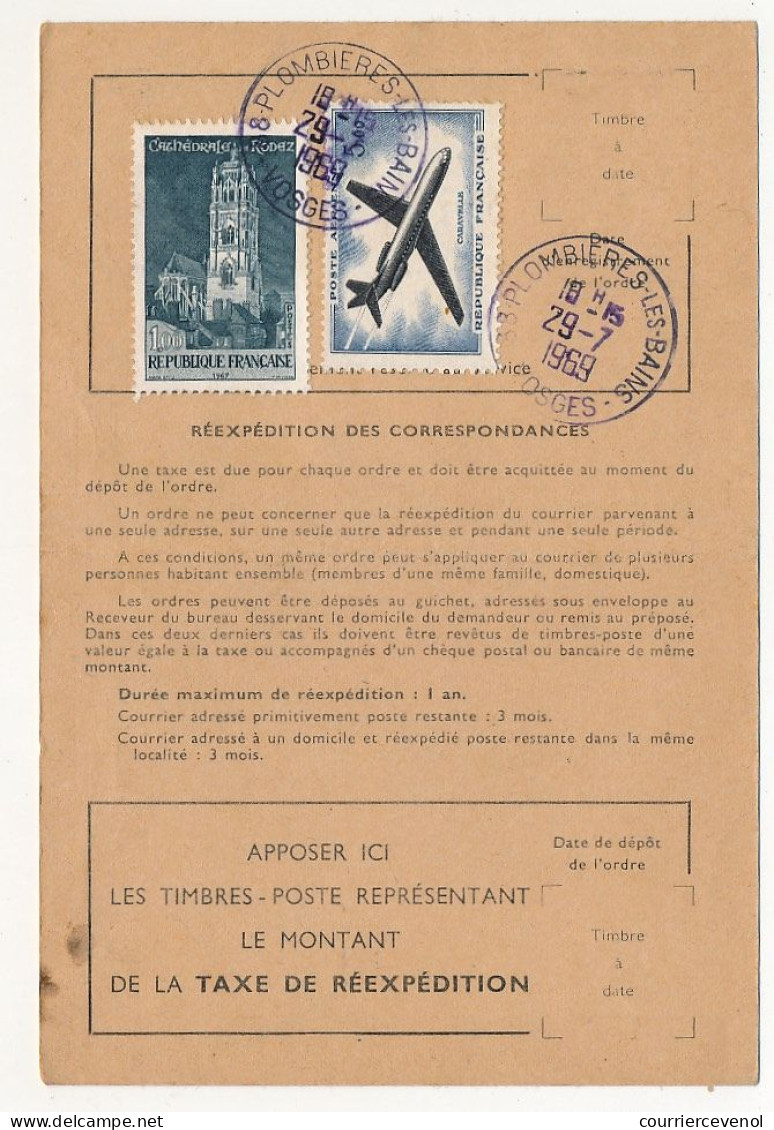 FRANCE - 12 Ordres De Réexpédition, Affranchis Timbres Avions Dont 5,00F Caravelle, Combinaisons Diverses - Briefe U. Dokumente