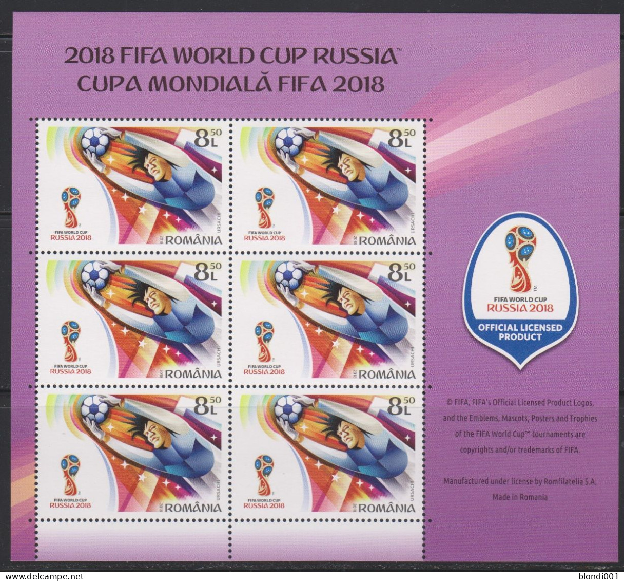 Soccer World Cup 2018 - Football - ROMANIA - Sheet MNH - 2018 – Rusland