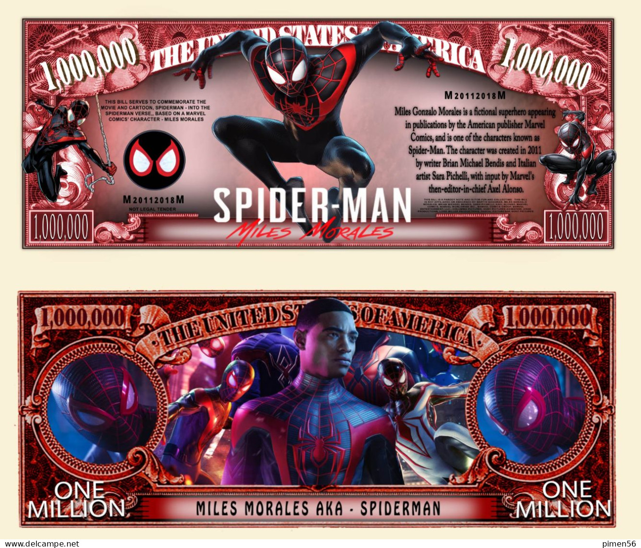 USA - FANTASY NOTE - MILES  MORALES  AS  SPIDERMAN -  UNC - Otros & Sin Clasificación