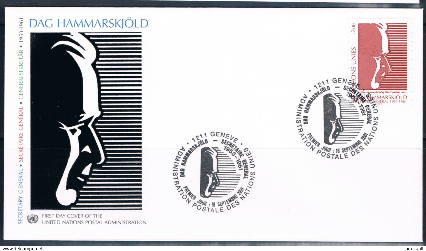 UNITED NATIONS 2001. 40'Anniv. Morte Dag Hammarskjöld. N. 3 Fdc. - Dag Hammarskjöld