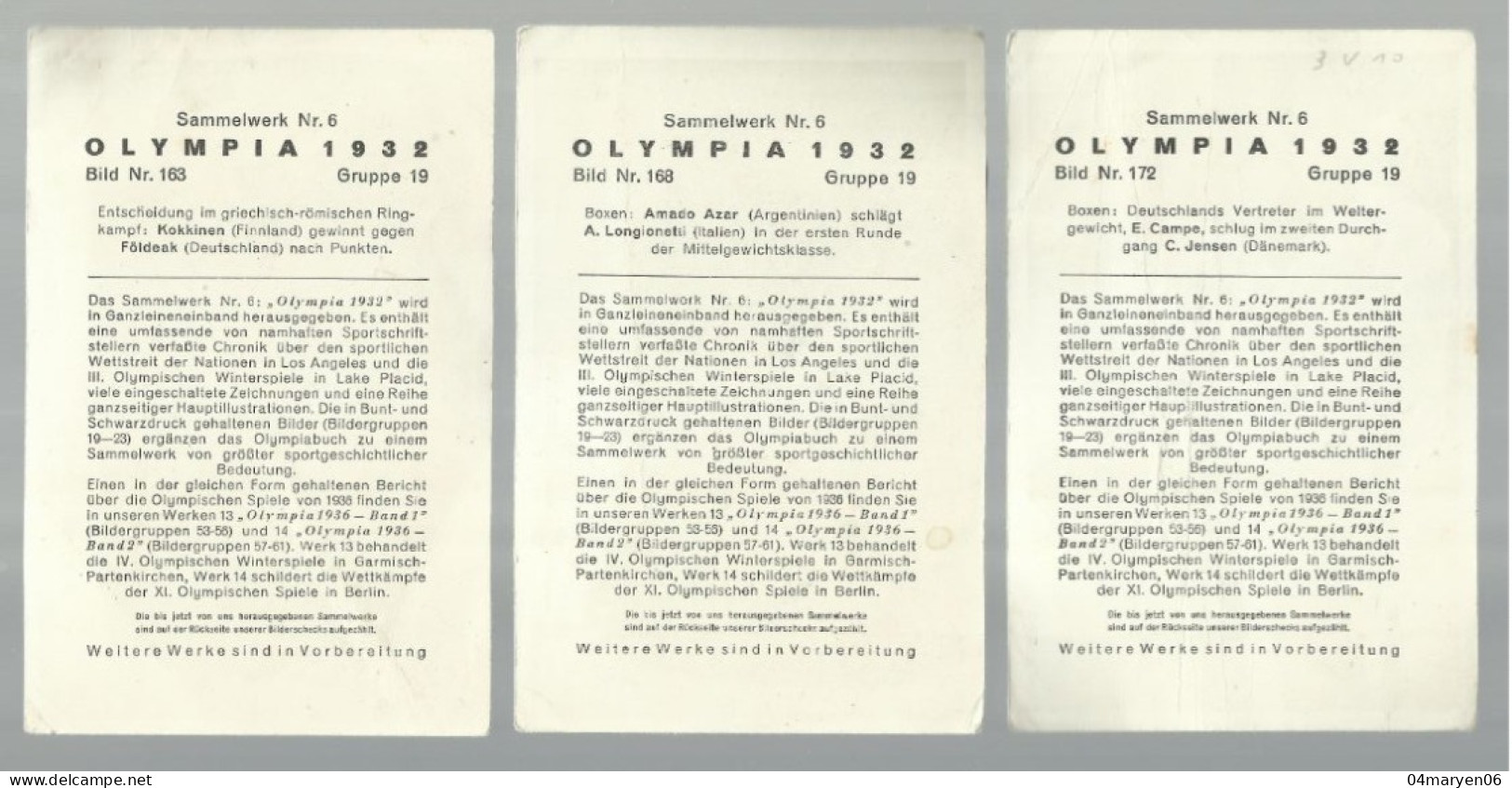 *** 3 X CHROMO :  OLYMPIA 1932  ***  -1X  WORSTELEN + 2 X BOKSEN  -  Zie / Voir Scan's - Trading Cards