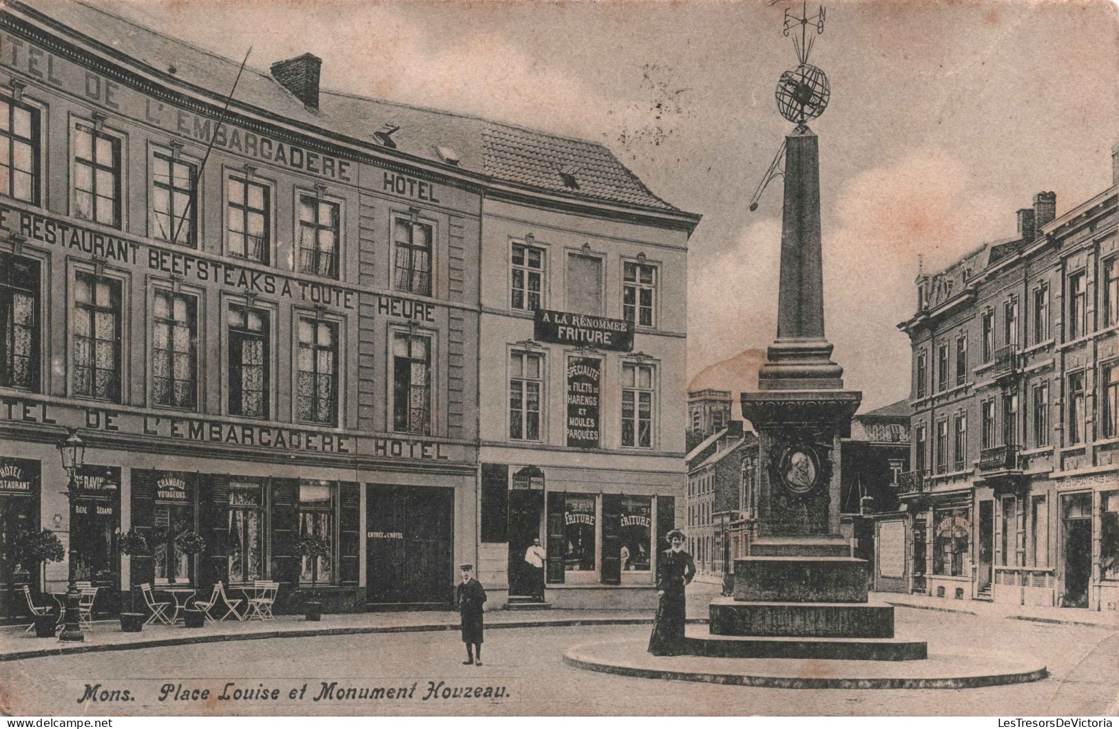 BELGIQUE - Mons - Place Louise Et Monument Houzeau - Carte Postale Ancienne - Mons