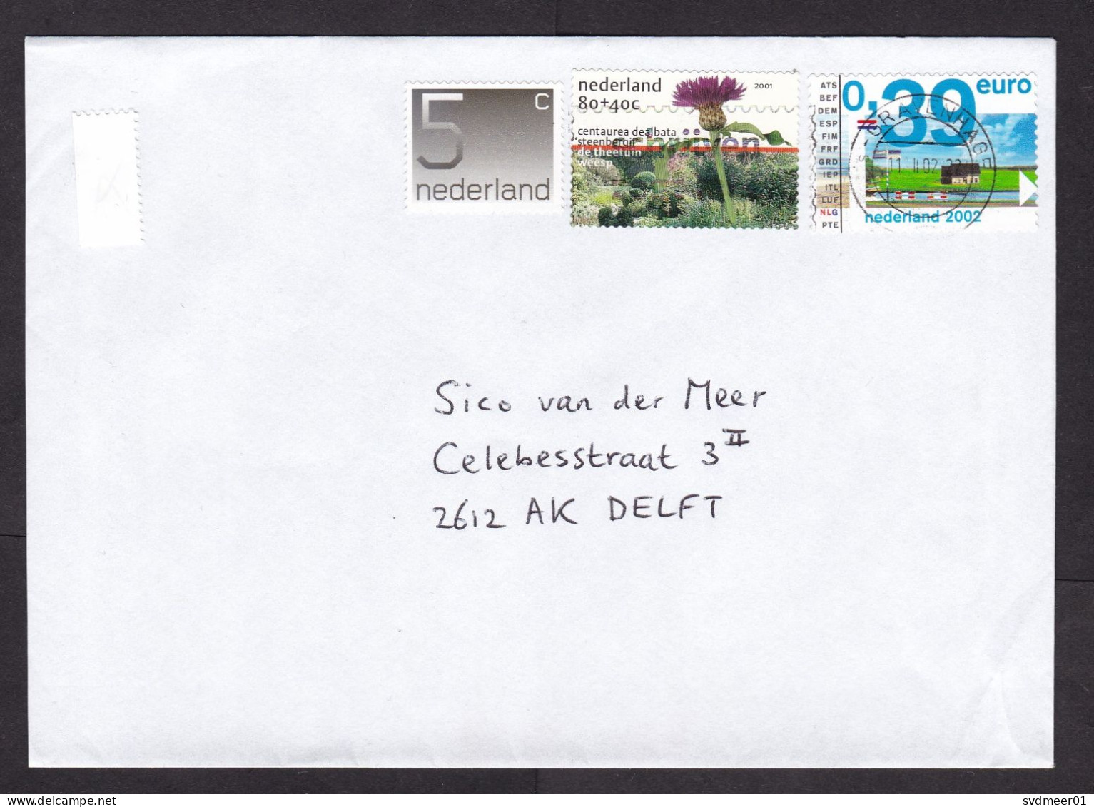 Netherlands: Cover, 2002, 3 Stamps, Flower, Dual Currency Guilder - Euro (traces Of Use) - Covers & Documents