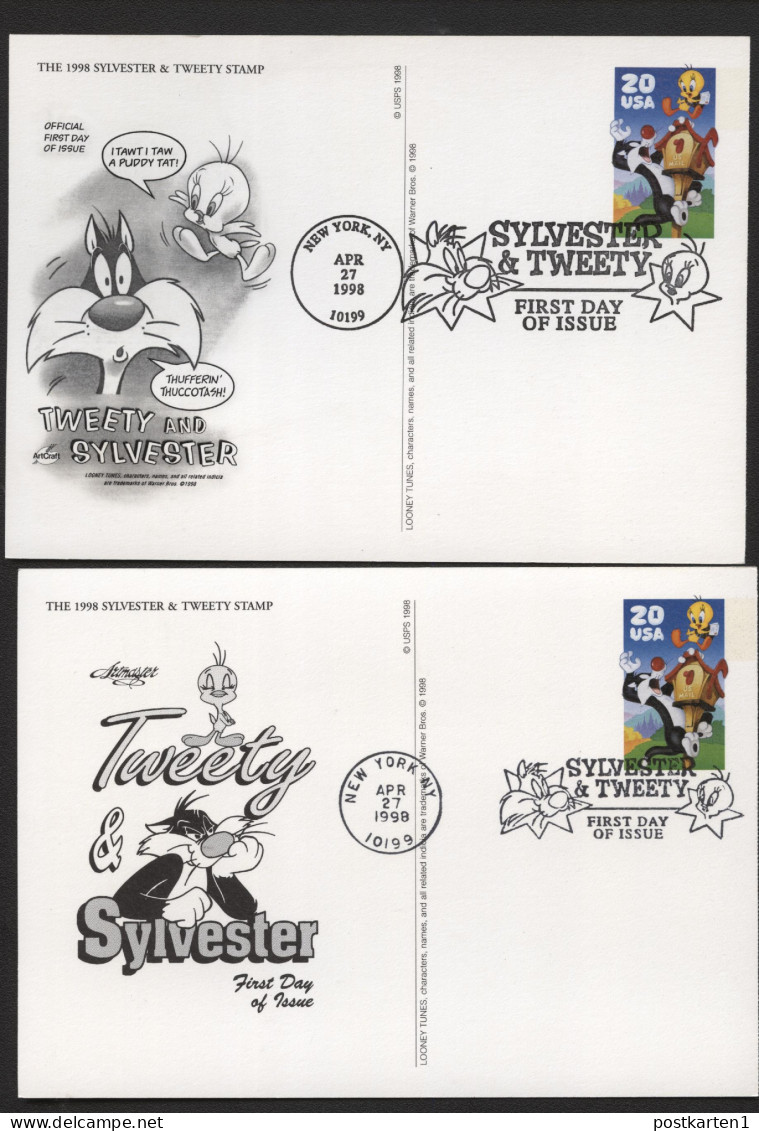 UX291 Postal Cards SYLVESTER & TWEETY FDC 1998 - 1981-00