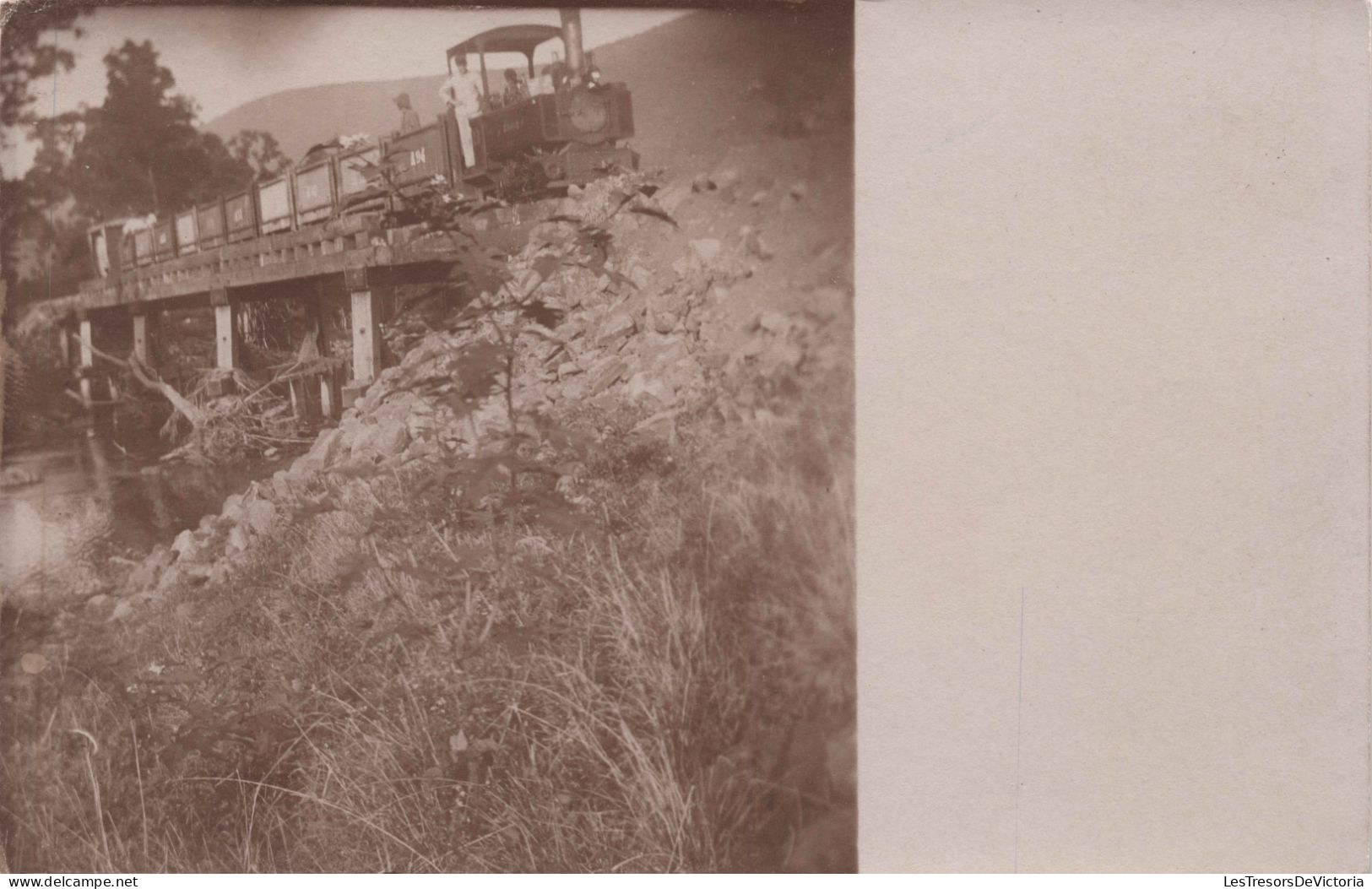 NOUVELLE CALEDONIE - Carte Photo Chemin De Fer Et Train Sur La Route De Ouaté  - Pont - Carte Postale Ancienne - Nouvelle-Calédonie