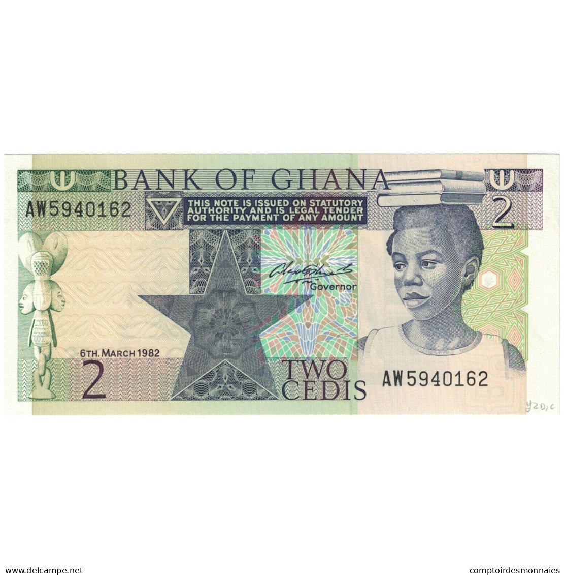 Billet, Ghana, 2 Cedis, 1982-03-06, KM:18d, NEUF - Ghana