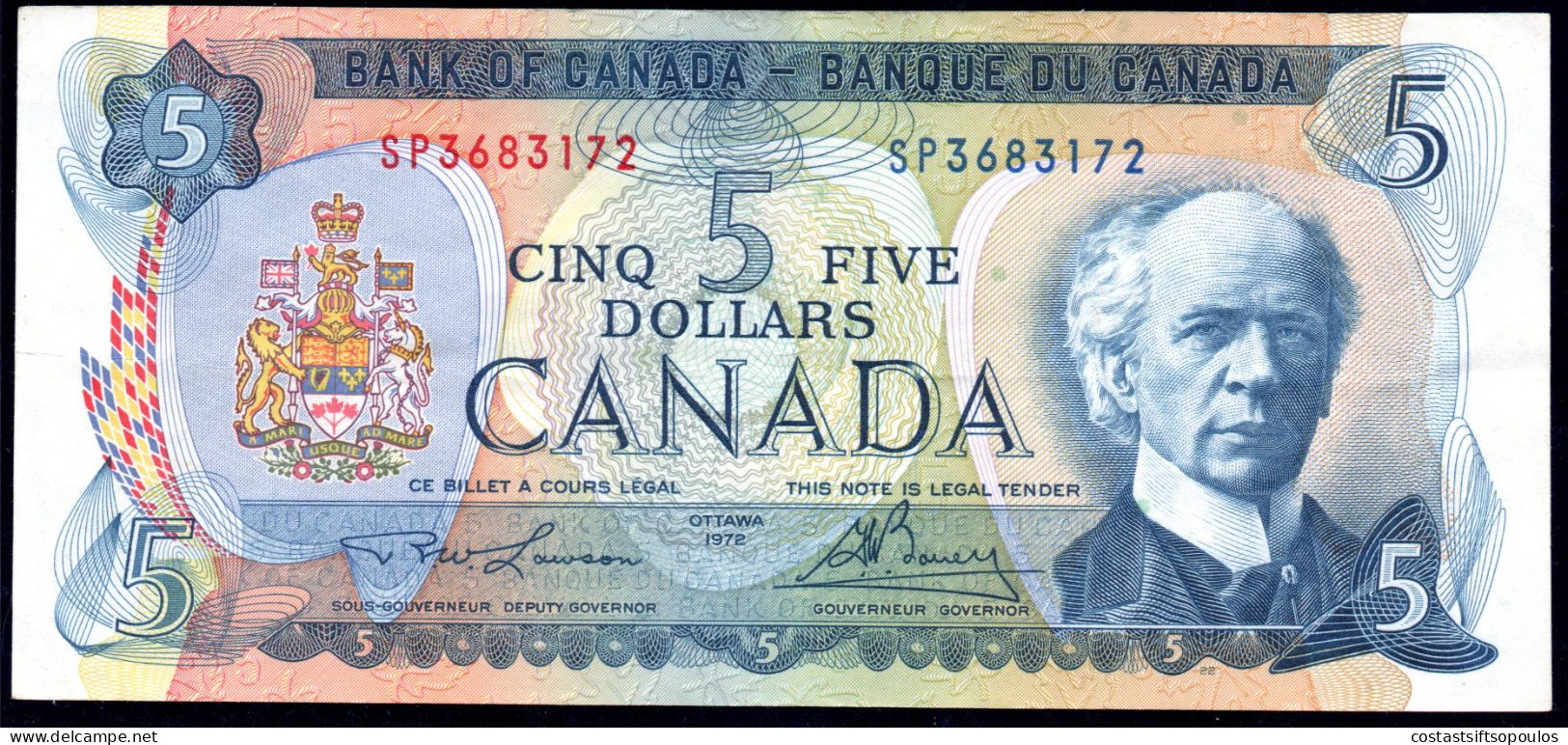 1524..CANADA. .1973 $1,1974 $ 2,1972 $5 CIRCULATED LOT.NICE CONDITION,7 SCANS - Canada