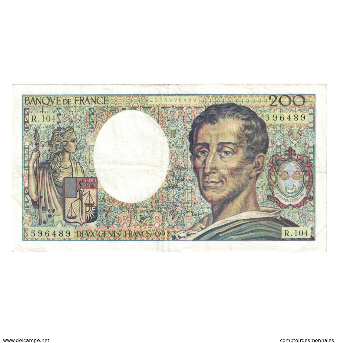 France, 200 Francs, Montesquieu, 1992, R.104596489, TTB, Fayette:70.12c, KM:155b - 200 F 1981-1994 ''Montesquieu''