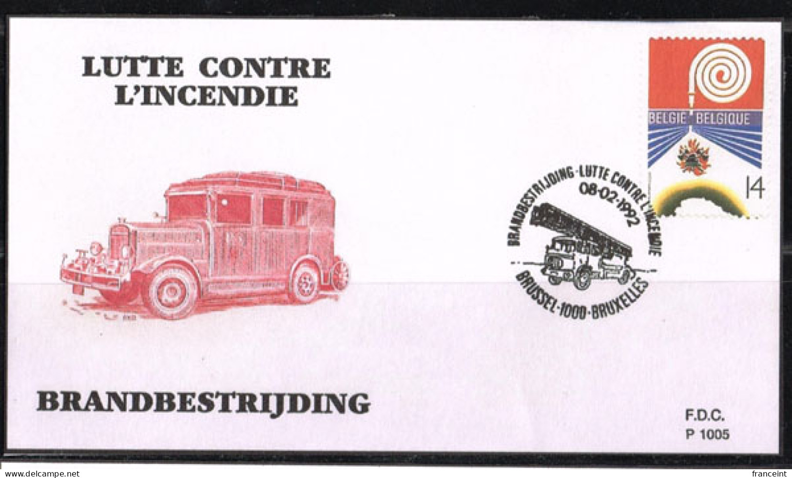 BELGIUM(1992) Old Fire Truck. Die Proof In Black Signed By The Engraver, Representing The FDC Cachet. Scott No 1426 - Proofs & Reprints