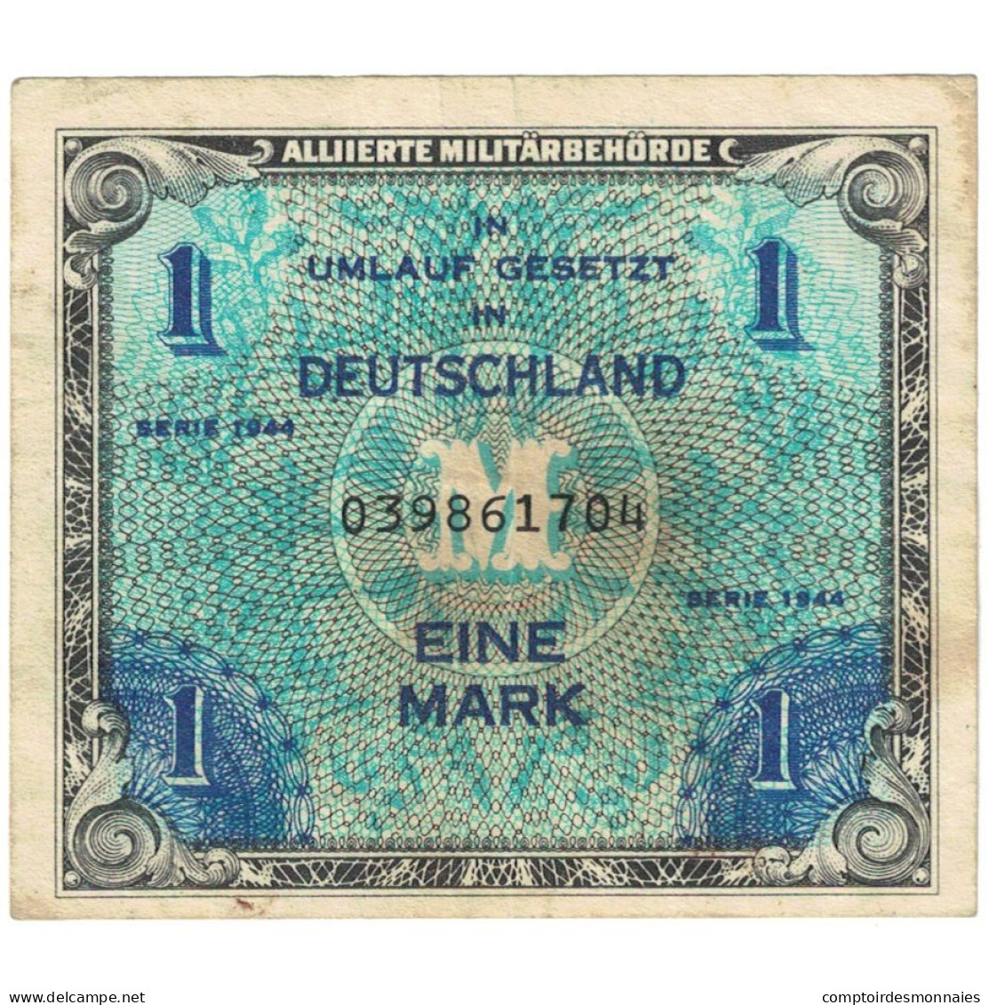 Billet, Allemagne, 1 Mark, 1944, KM:192a, TB - 1 Mark