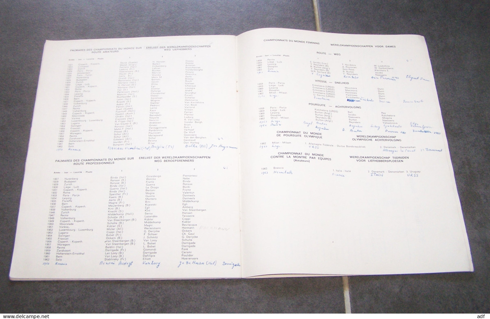 PROGRAMME GENERAL CHAMPIONNATS DU MONDE 1963, BULLETIN OFFICIEL N°2, CYCLISME, COURSE CYCLISTE, ROCOURT, RENAIX, RONSE - Wielrennen