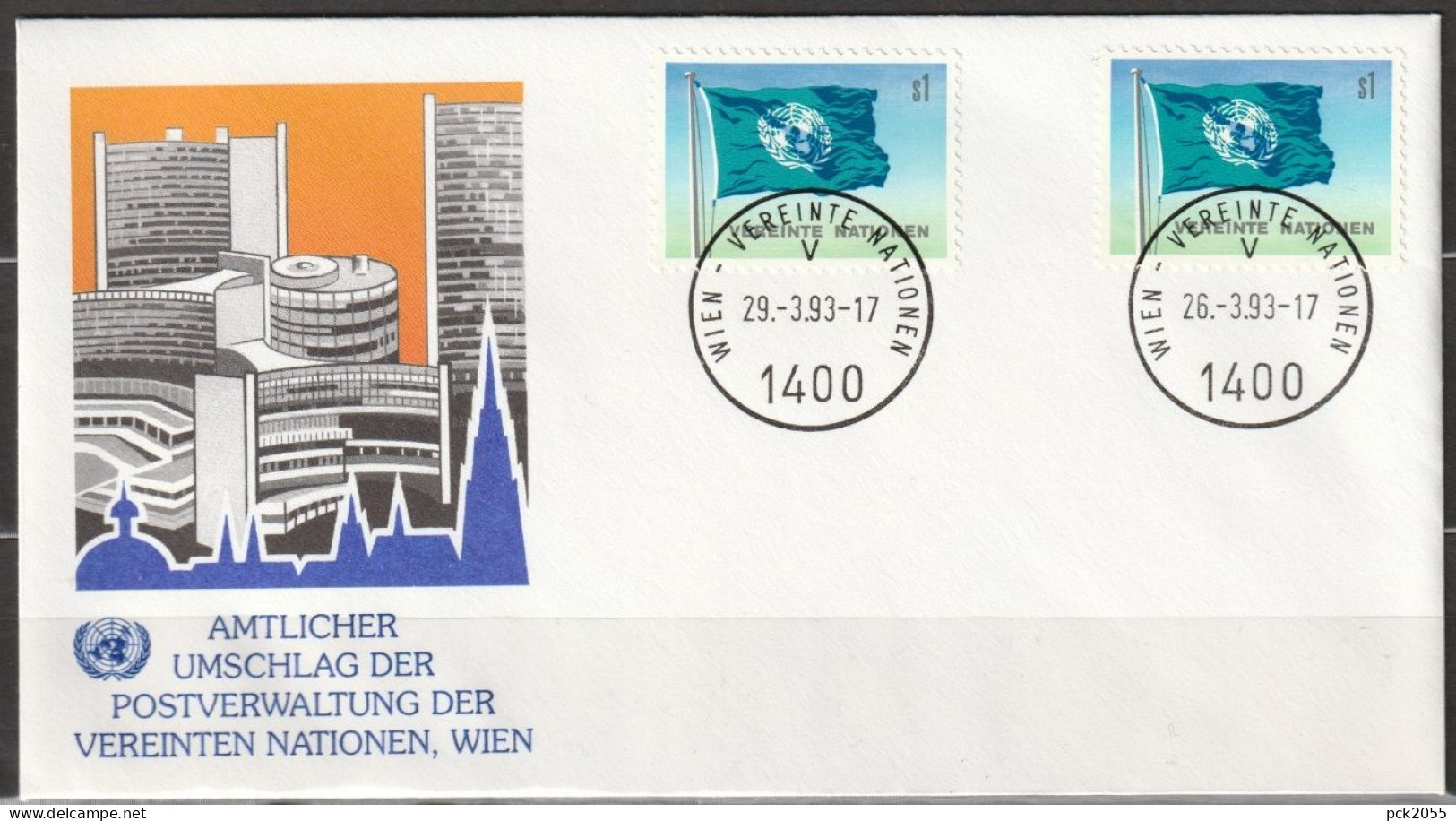 UNO  Wien 1993  2x Mi-Nr.2 Amtlicher Umschlag Der Postverwaltung Der UNO (  D 6183 ) - Covers & Documents