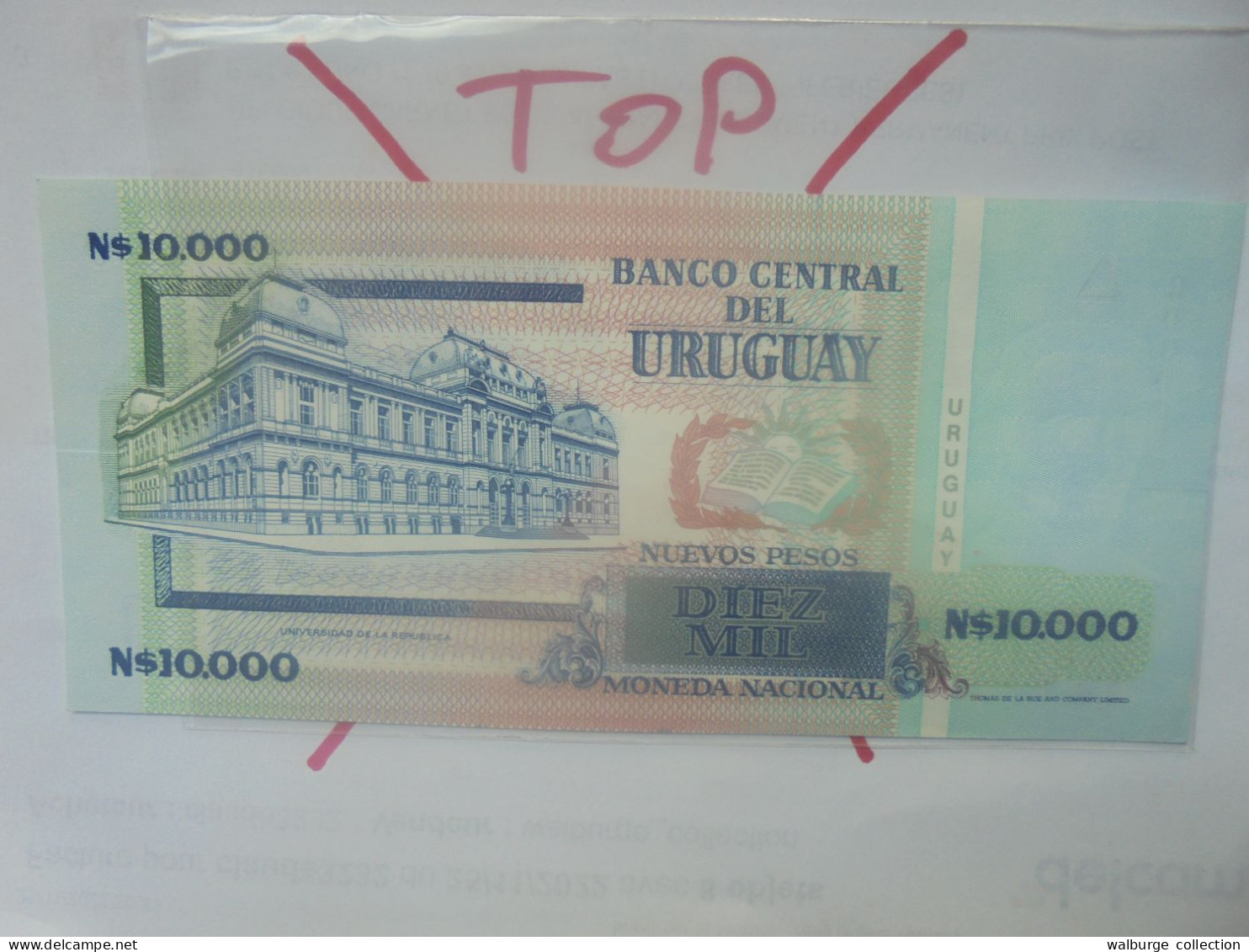 +++NO EMITIDO+++URUGUAY 10.000 PESOS 1989 ECRITURE ROUGE Neuf (B.29) - Uruguay