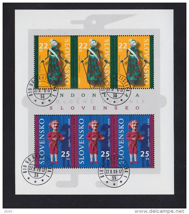 Bloc De 3X2 Timbres 2006 Marionnettes Indonésie Obl. YT 470/471 ; Sheet Puppen 2006 Used Mi 542/543 - Gebraucht