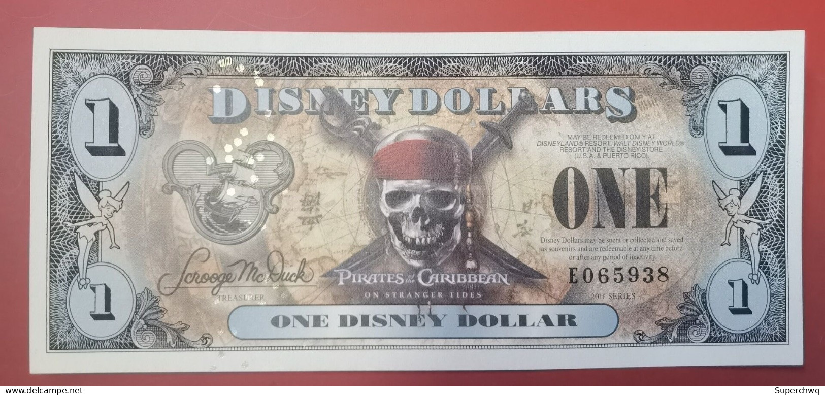 2011 Disney Pirates Of The Caribbean 1-dollar Commemorative Banknote UNC - Collections