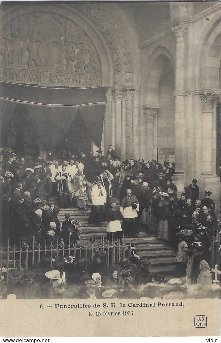 Funérailles Du 15 & 16 Février 1906 AUTUN PARAY LE MONIAL Cardinal Perraud Lot De 4 CPA - Funeral