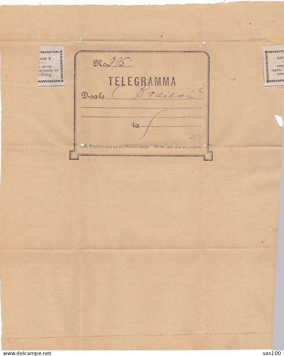 TELEGRAPH, TELEGRAME SENT FROM BISTRITA, ABOUT 1890, ROMANIA - Telegraphenmarken