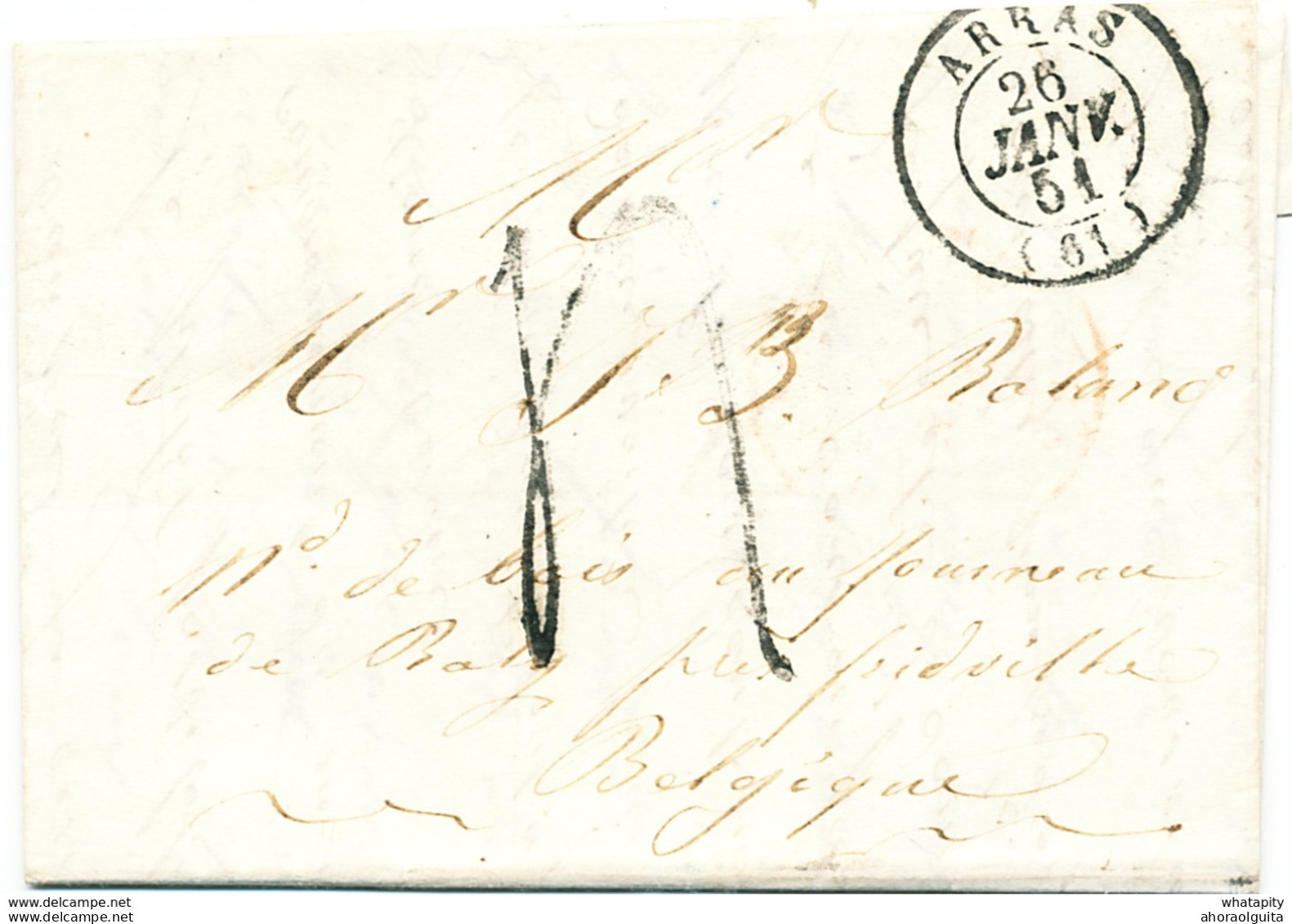 ZZ227 - Lettre Précurseur ARRAS 1851 Vers ROLY - Ambulant FRANCE Par QUIEVRAIN No 1 Pour MARIEMBOURG - Ufficio Di Transito