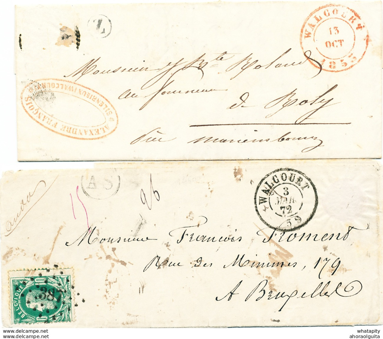 110/26 - Lettre + Contenu TP 30 Points 387 WALCOURT 1872 - Boite Rurale AS - Origine Manuscrite THY LE CHATEAU - Landpost (Ruralpost)