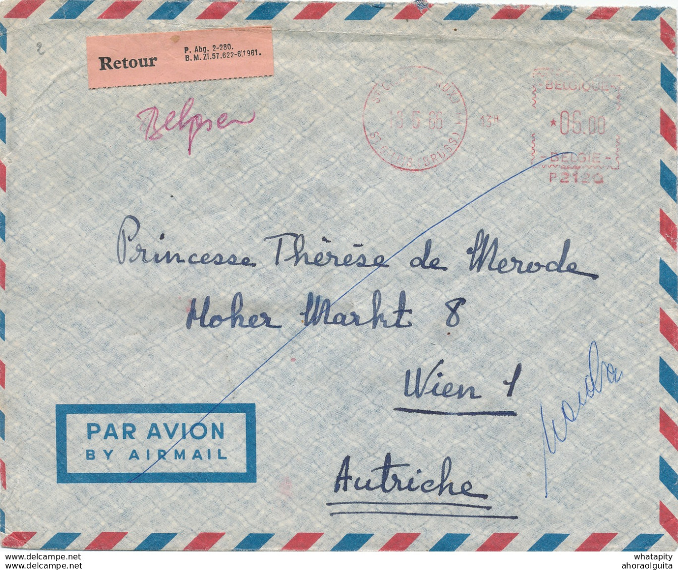 031/29 - Enveloppe Affranchissement Mécanique ST GILLES 1966 Vers VIENNE Autriche - Cachet Et Etiquettes , Dont RETOUR - 1960-79