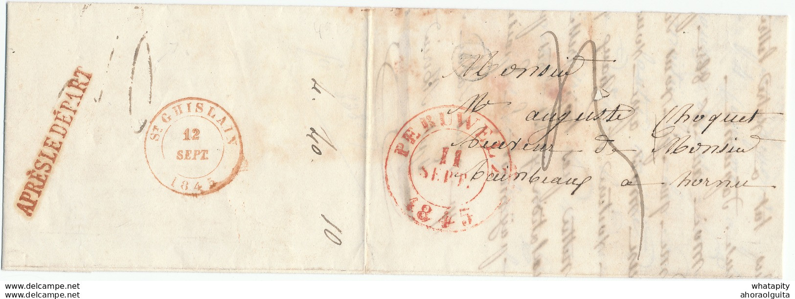 DDW609 - Lettre Précurseur PERUWELZ 1845 Vers HORNU - Boite Rurale D De BASECLES - Landpost (Ruralpost)